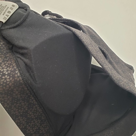 Zyia Active Flower Power Sports Bra Sz S Black High Neck Racerback - Picture 7 of 10